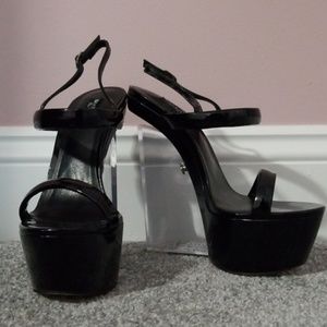BAKERS ELITE Sexy Black Lucite Wedges